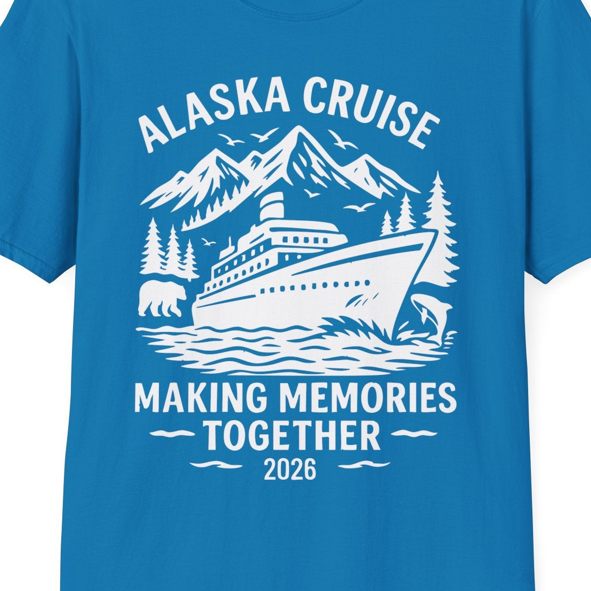 Alaska Cruise Shirt T-Shirt – Sapphire – Alaska Cruise Shirts Close Up