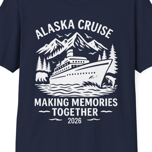 Alaska Cruise Shirt T-Shirt – Navy – Alaska Cruise Shirts Close Up