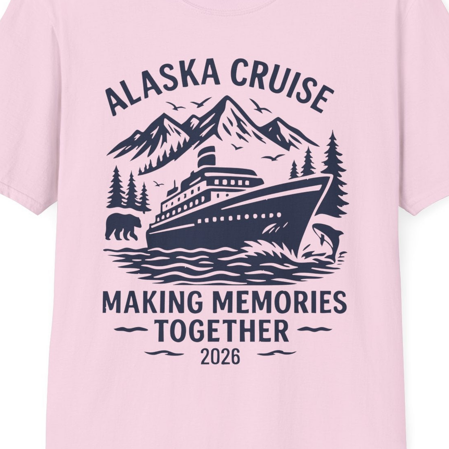 Alaska Cruise Shirt T-Shirt – Light Pink – Alaska Cruise Shirts Close Up
