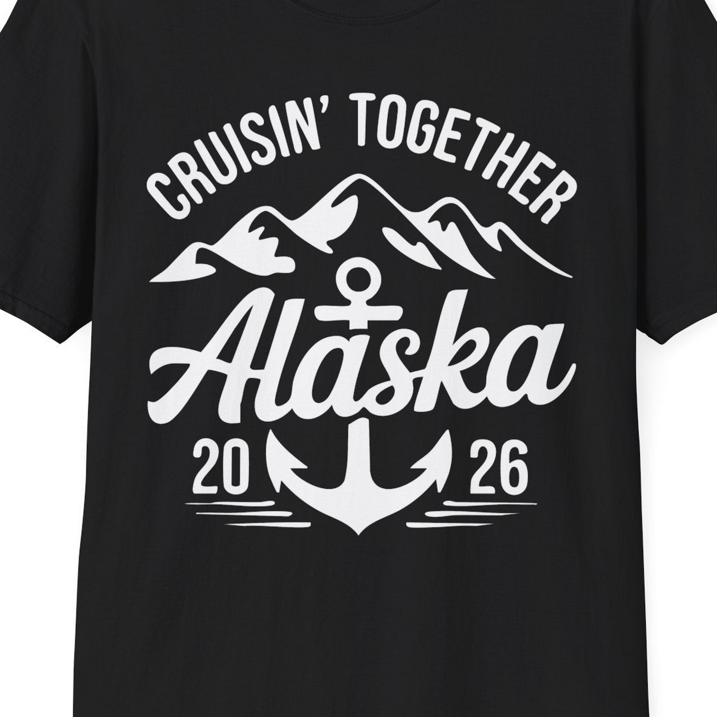 Alaska Cruise Shirt T-Shirt – Black – Alaska Cruise Shirts Close Up