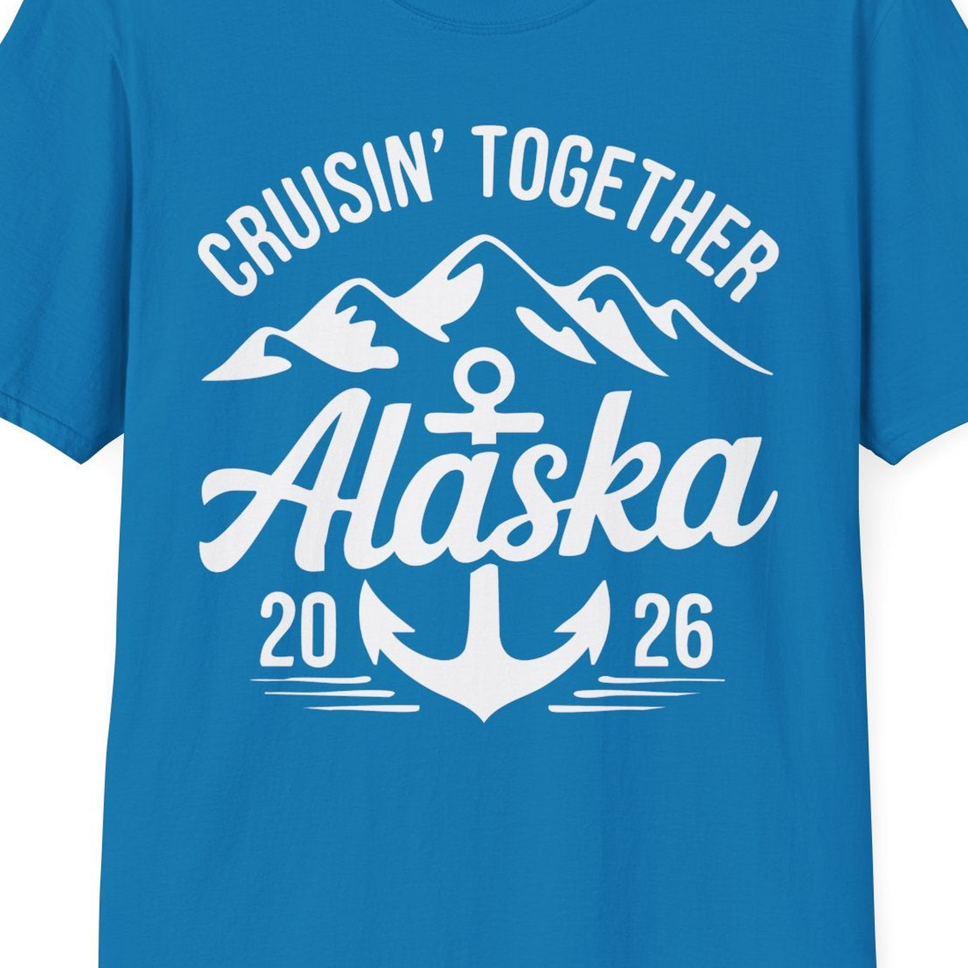 Alaska Cruise Shirt T-Shirt – Sapphire – Alaska Cruise Shirts Close Up