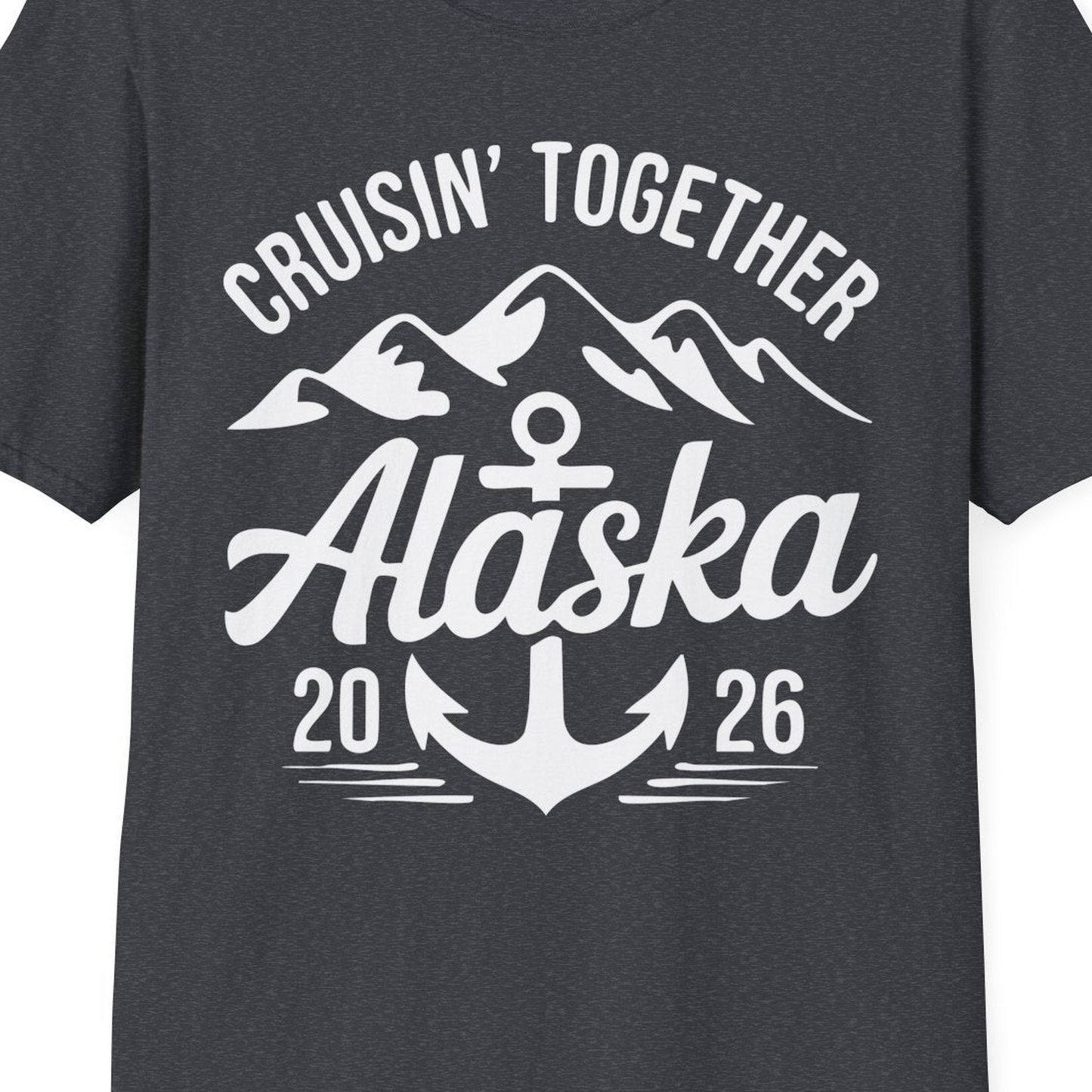 Alaska Cruise Shirt T-Shirt – Dark Heather Grey – Alaska Cruise Shirts Close Up