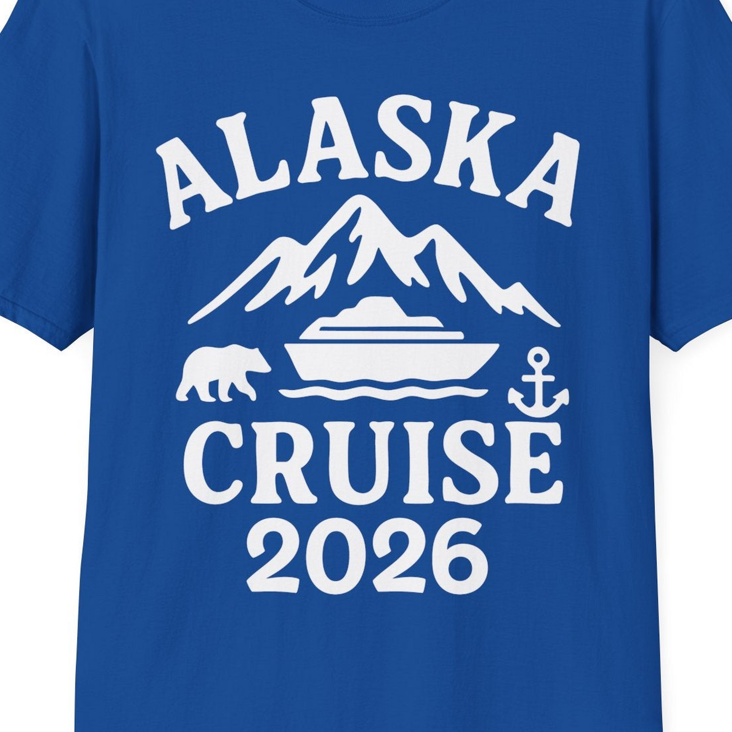 Alaska Cruise 2026 Shirt T-Shirt – Royal – Alaska Cruise Shirts Close Up