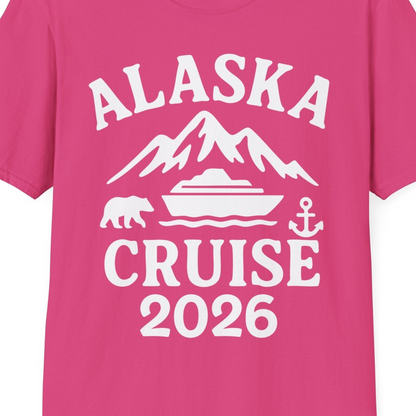 Alaska Cruise 2026 Shirt T-Shirt – Heliconia – Alaska Cruise Shirts Close Up