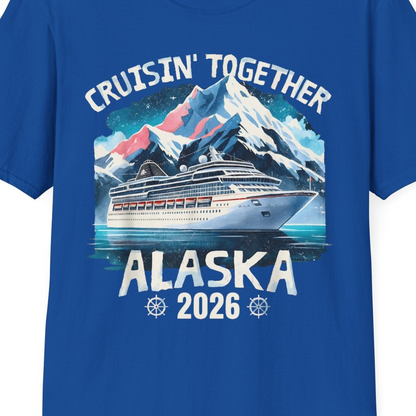 Alaska Cruise 2026 Shirt T-Shirt – Royal – Alaska Cruise Shirts Close Up