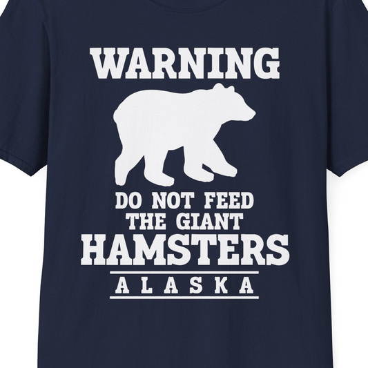 Funny Alaska Bear Warning Shirt T-Shirt – Navy – Alaska Cruise Shirts Close Up