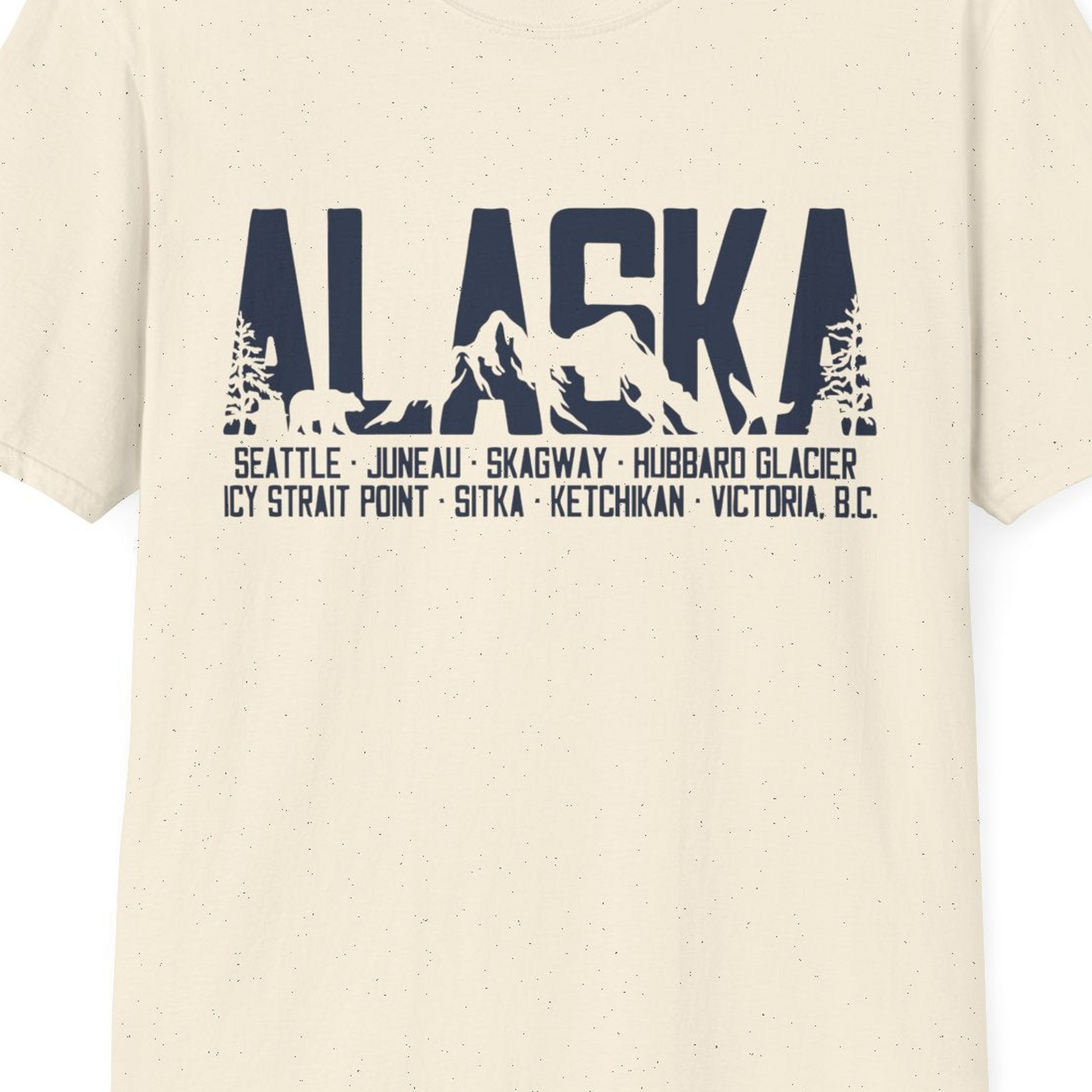 Alaska Cruise Silhouette Wildlife Destinations Shirt Seattle Juneau — T-Shirt T-Shirt – Natural – Alaska Cruise Shirts Close Up