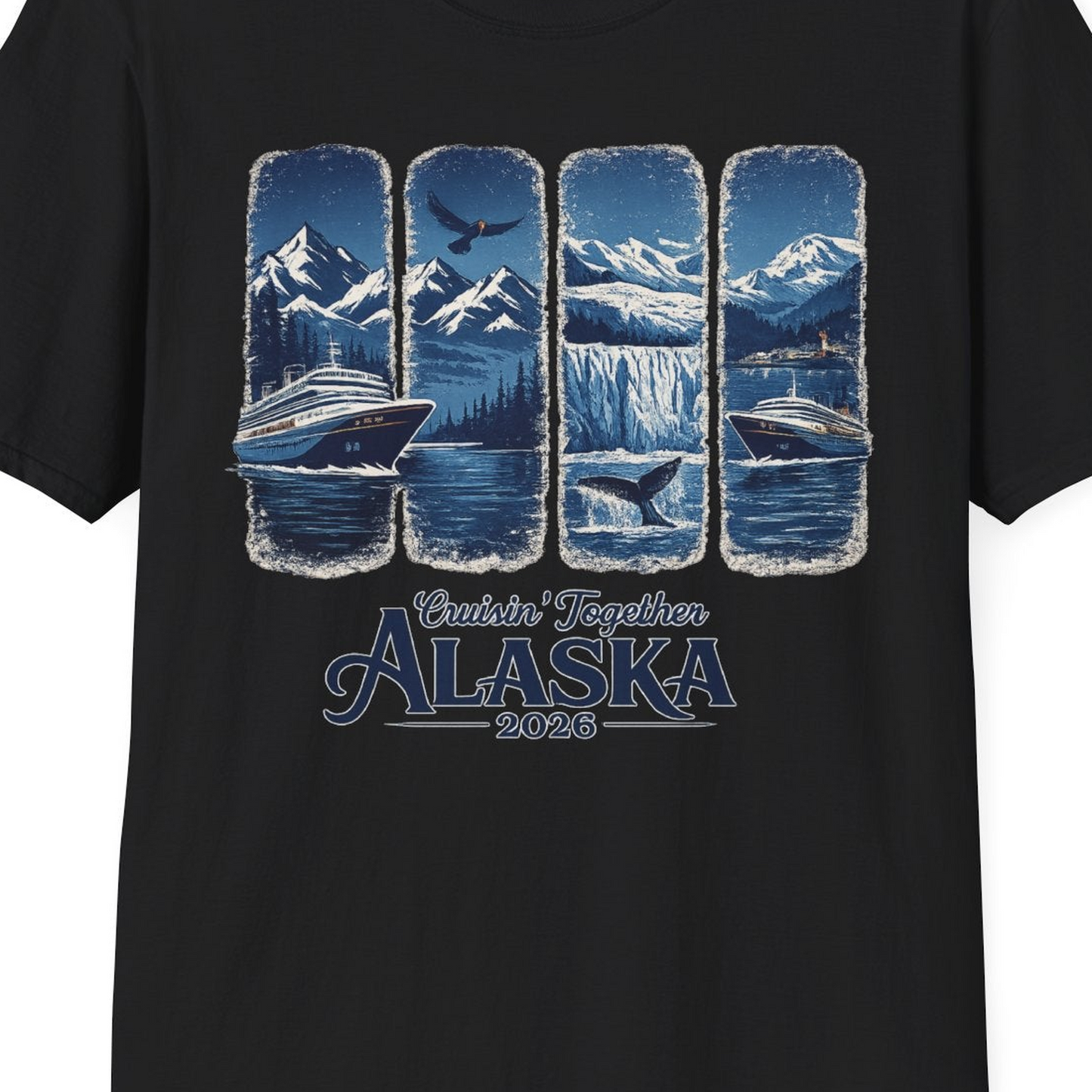 Alaska Cruise Adventure Shirt T-Shirt – Black – Alaska Cruise Shirts Close Up