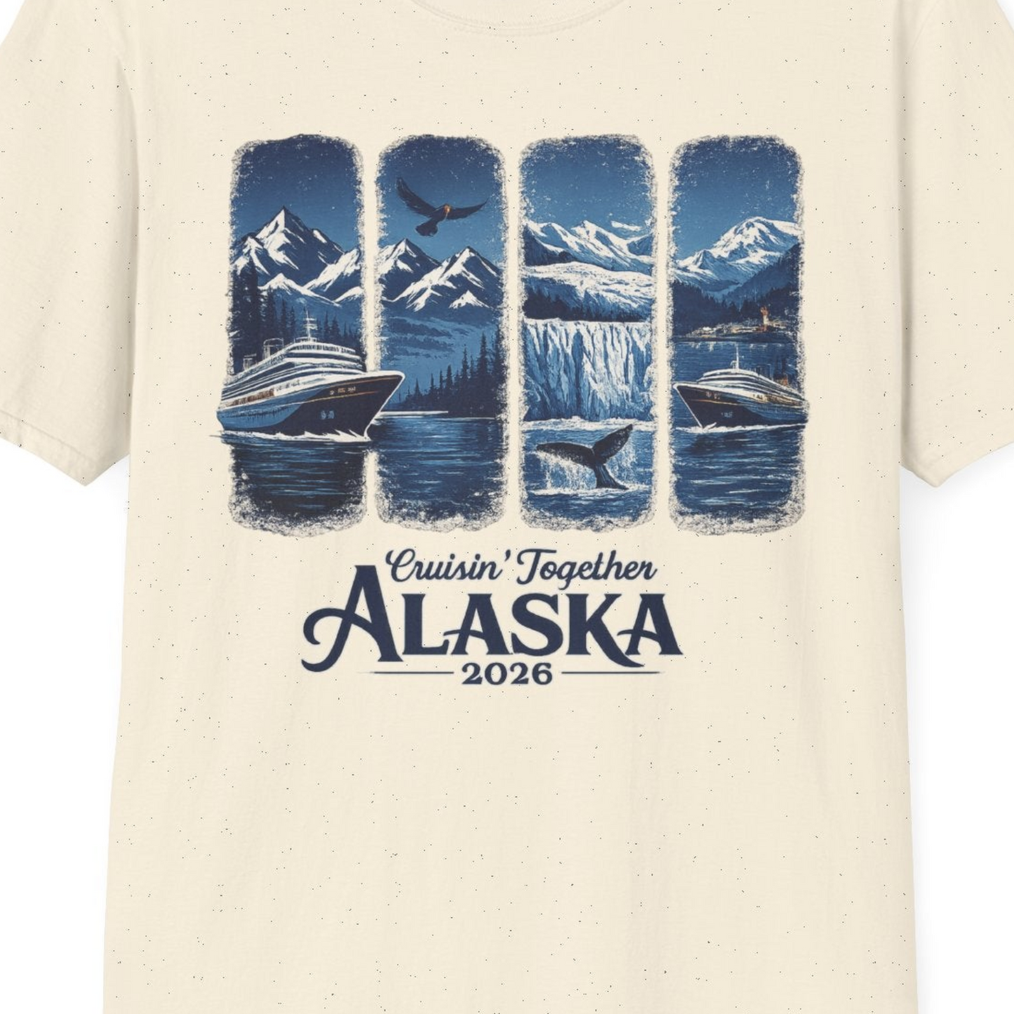 Alaska Cruise Adventure Shirt T-Shirt – Natural – Alaska Cruise Shirts Close Up
