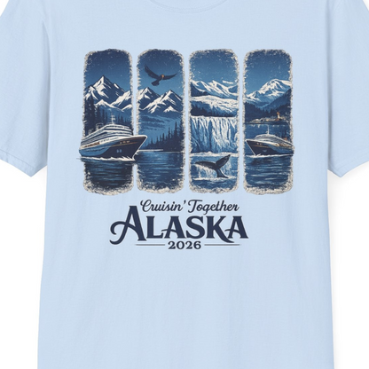 Alaska Cruise Adventure Shirt T-Shirt – Light Blue – Alaska Cruise Shirts Close Up