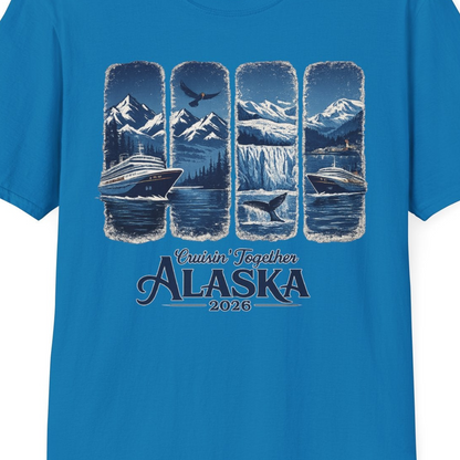 Alaska Cruise Adventure Shirt T-Shirt – Sapphire – Alaska Cruise Shirts Close Up