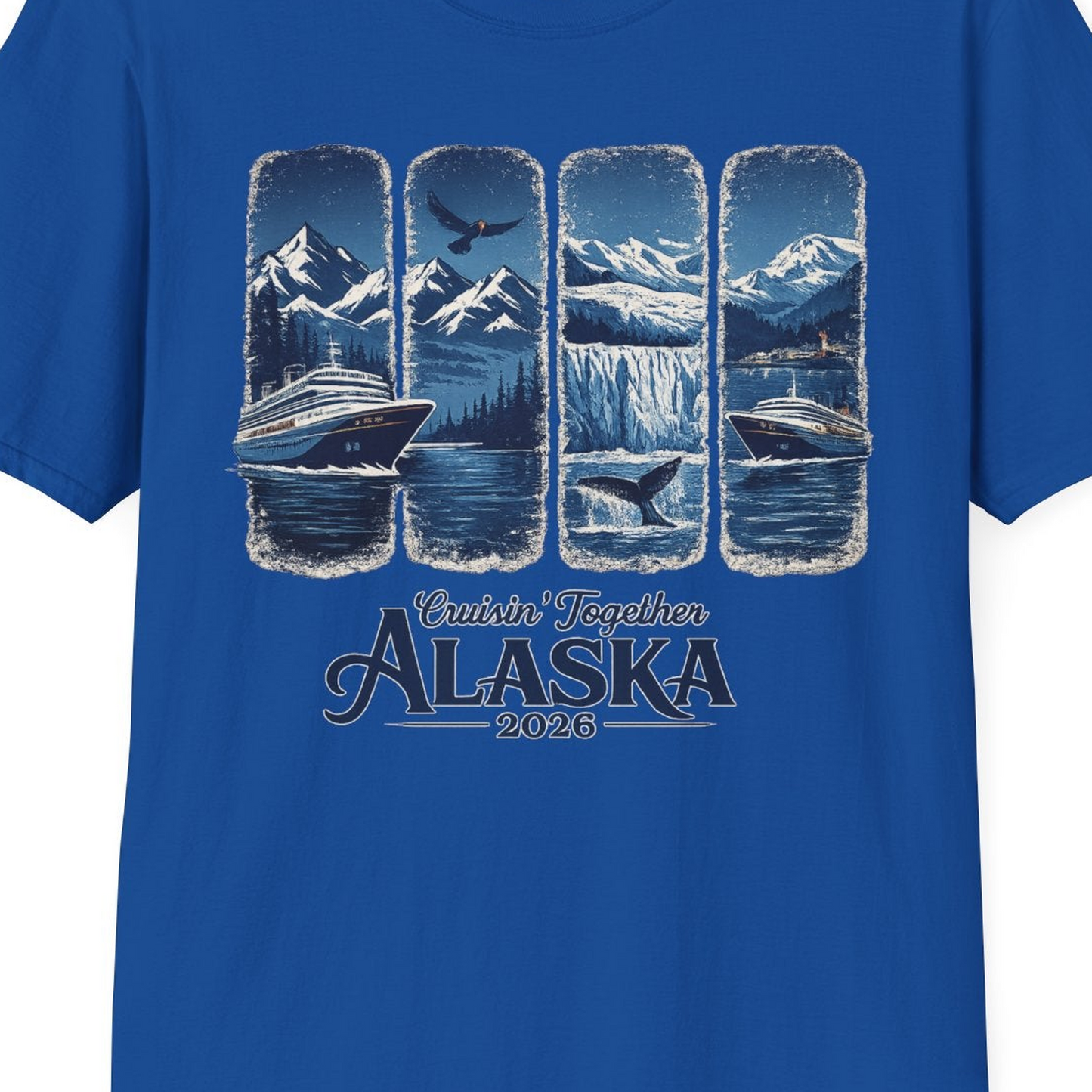 Alaska Cruise Adventure Shirt T-Shirt – Royal – Alaska Cruise Shirts Close Up