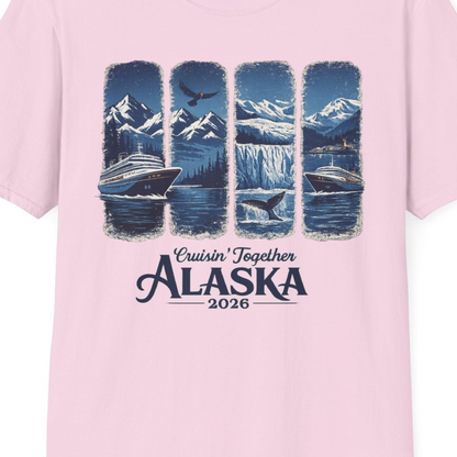 Alaska Cruise Adventure Shirt T-Shirt – Light Pink – Alaska Cruise Shirts Close Up