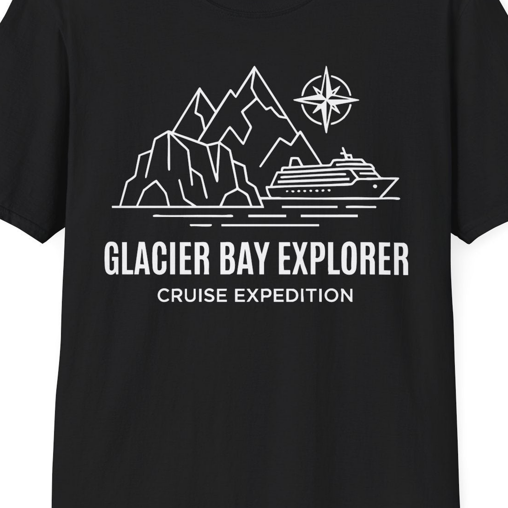 Glacier Bay Alaska Cruise Shirt T-Shirt – Black – Alaska Cruise Shirts Close Up