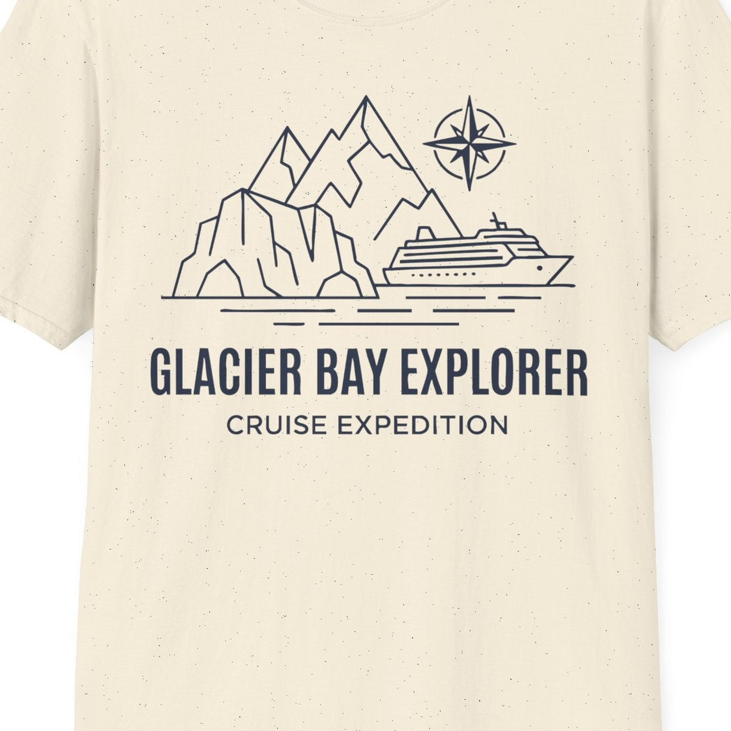 Glacier Bay Alaska Cruise Shirt T-Shirt – Natural – Alaska Cruise Shirts Close Up