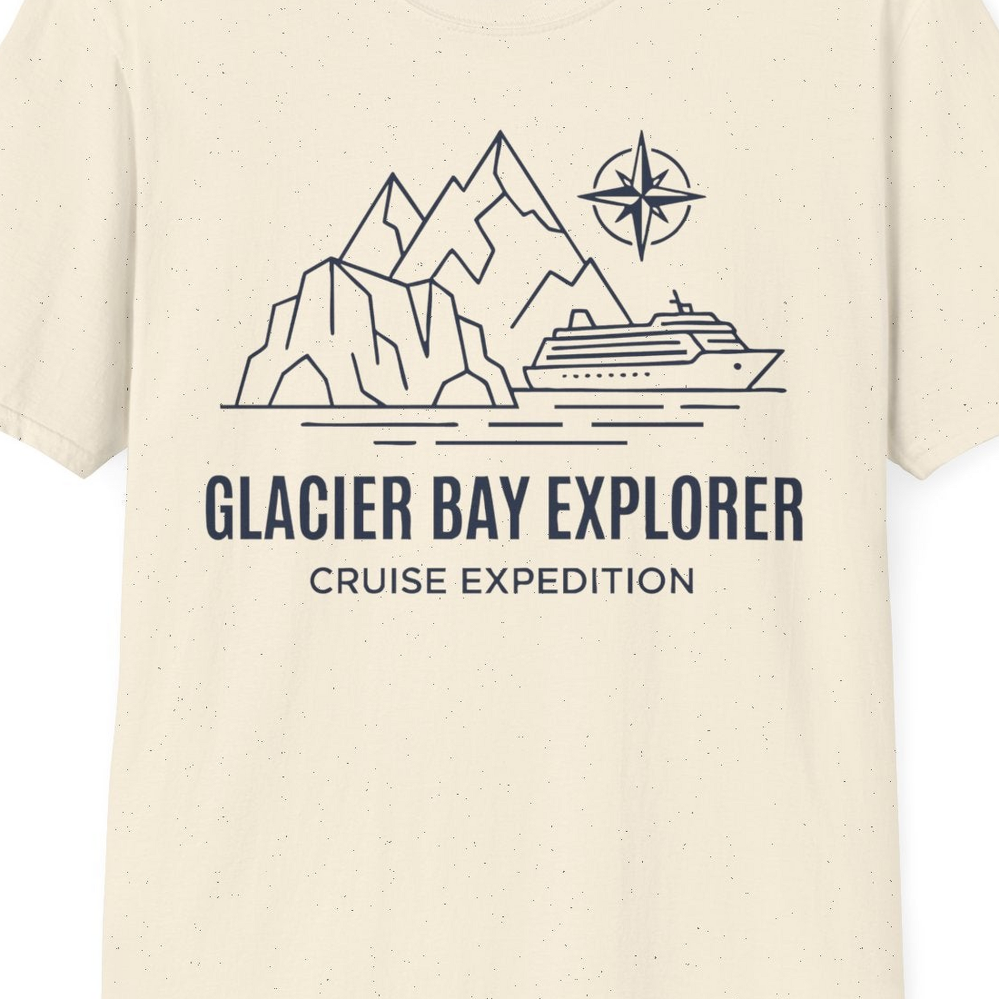 Glacier Bay Alaska Cruise Shirt T-Shirt – Natural – Alaska Cruise Shirts Close Up