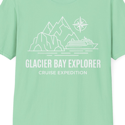 Glacier Bay Alaska Cruise Shirt T-Shirt – Mint Green – Alaska Cruise Shirts Close Up