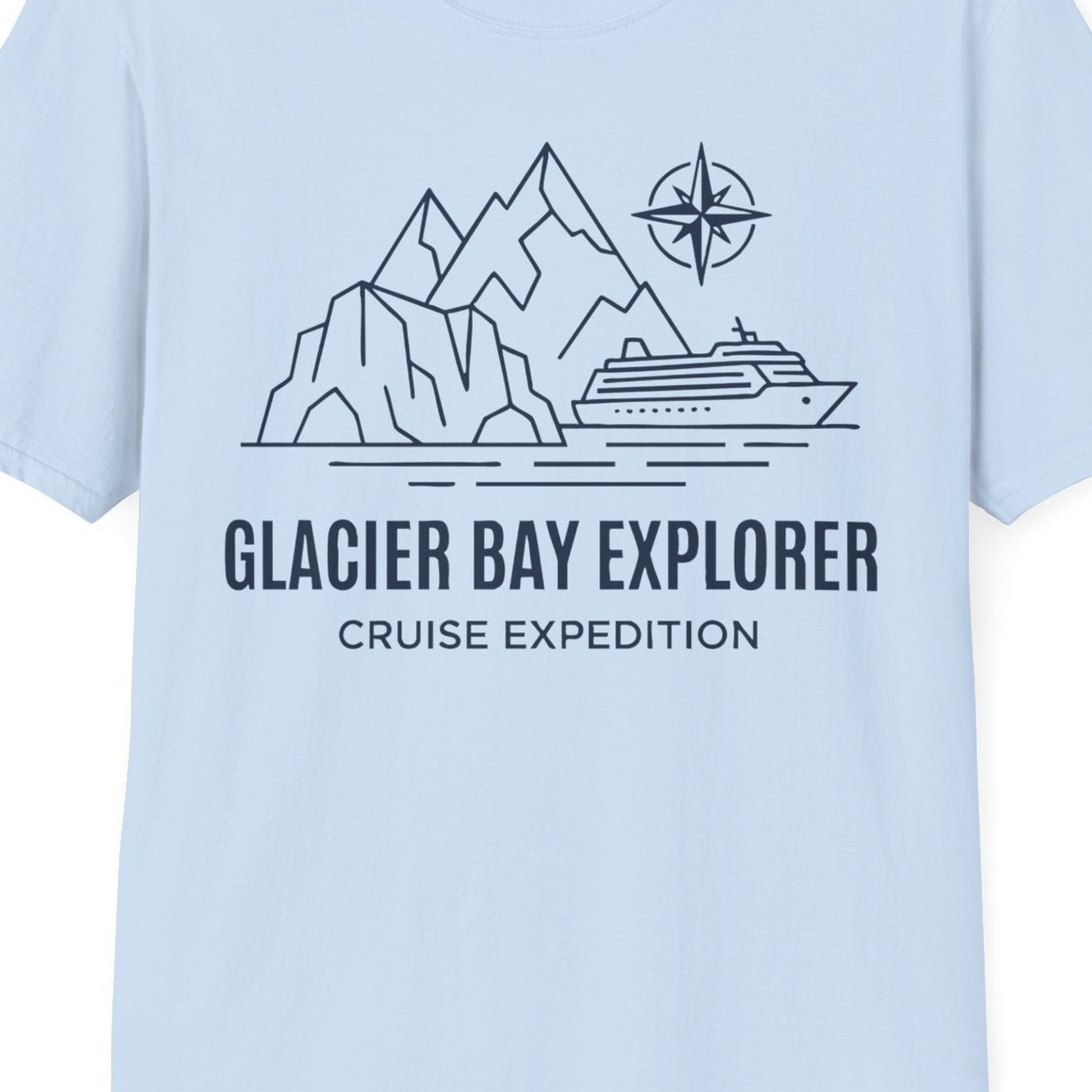 Glacier Bay Alaska Cruise Shirt T-Shirt – Light Blue – Alaska Cruise Shirts Close Up