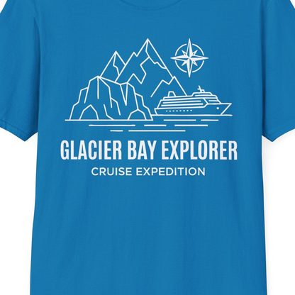 Glacier Bay Alaska Cruise Shirt T-Shirt – Sapphire – Alaska Cruise Shirts Close Up
