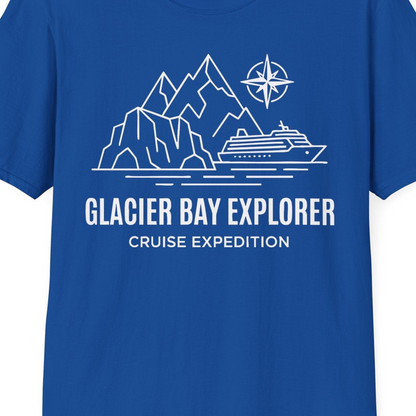 Glacier Bay Alaska Cruise Shirt T-Shirt – Royal – Alaska Cruise Shirts Close Up