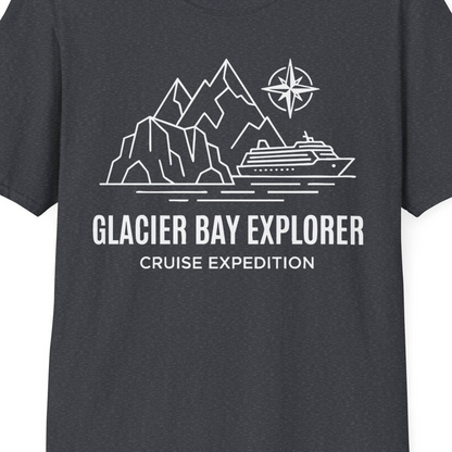 Glacier Bay Alaska Cruise Shirt T-Shirt – Dark Heather Grey – Alaska Cruise Shirts Close Up