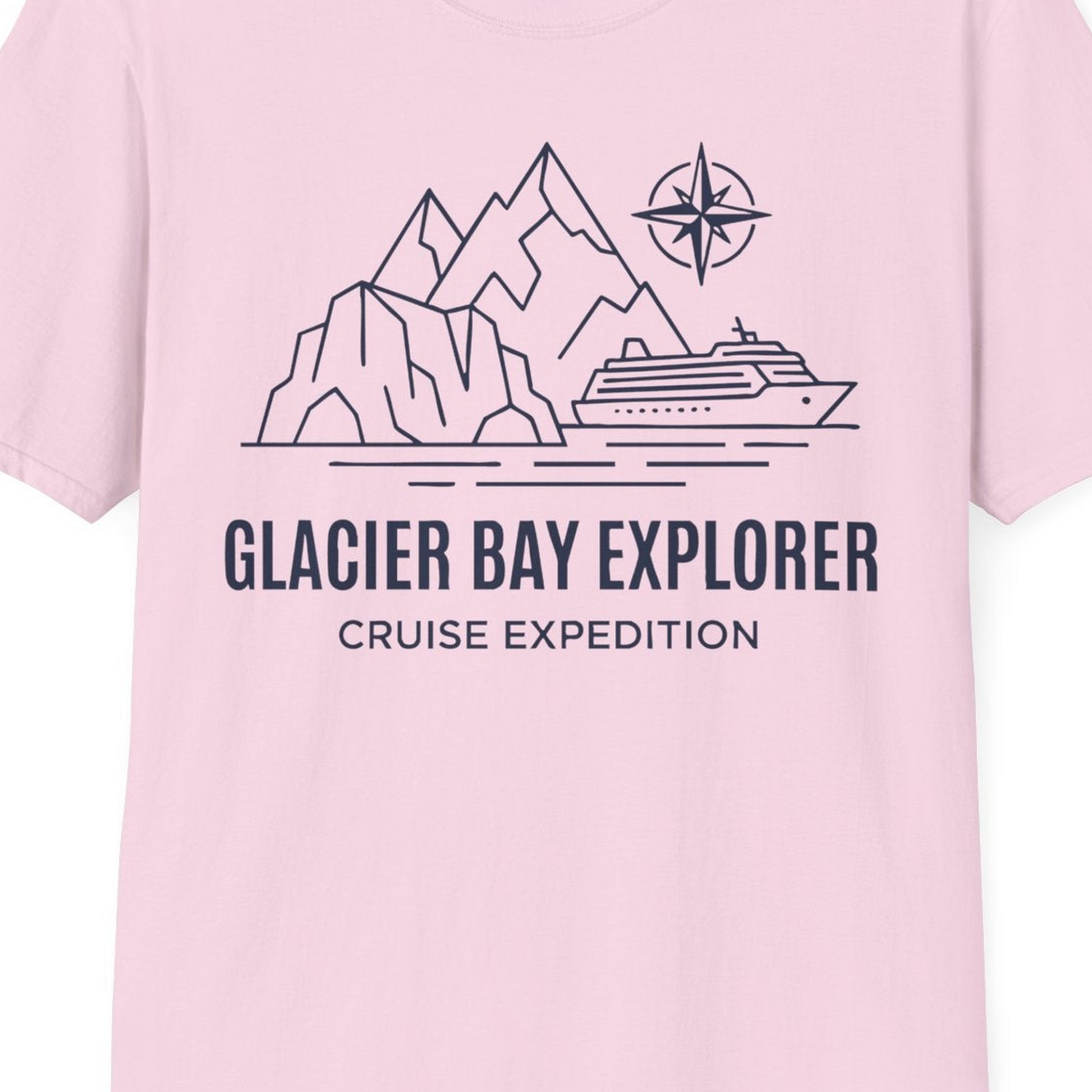 Glacier Bay Alaska Cruise Shirt T-Shirt – Light Pink – Alaska Cruise Shirts Close Up