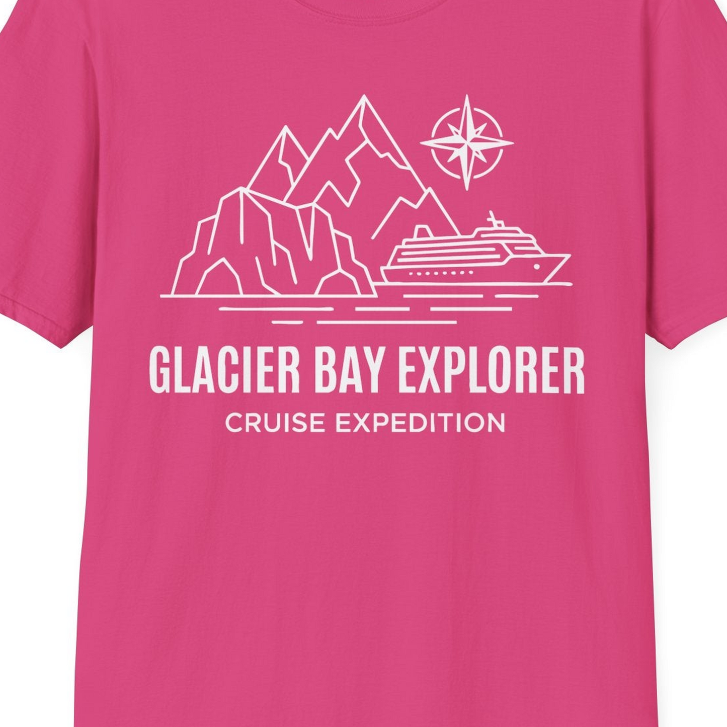 Glacier Bay Alaska Cruise Shirt T-Shirt – Heliconia – Alaska Cruise Shirts Close Up