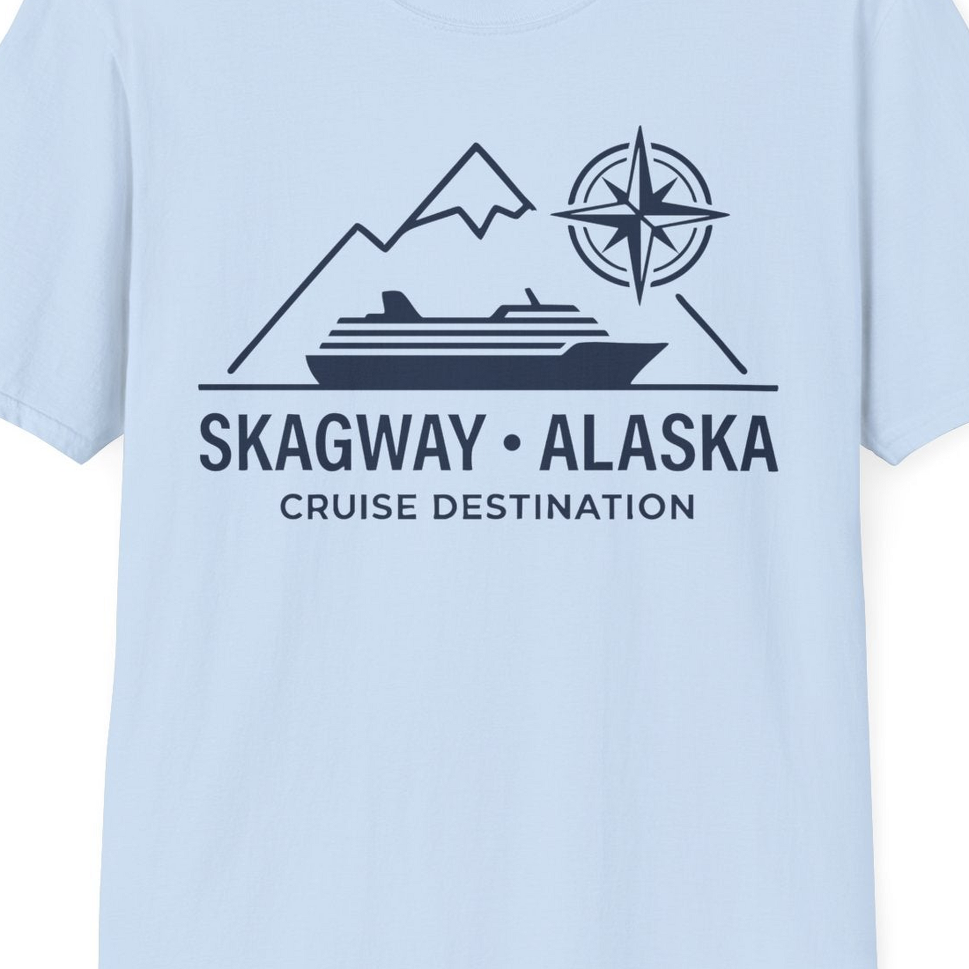 Skagway Alaska Cruise Shirt T-Shirt – Light Blue – Alaska Cruise Shirts Close Up