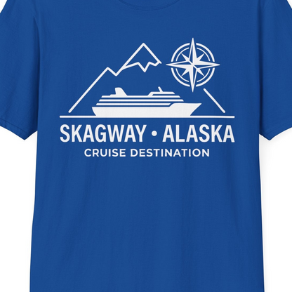 Skagway Alaska Cruise Shirt T-Shirt – Royal – Alaska Cruise Shirts Close Up