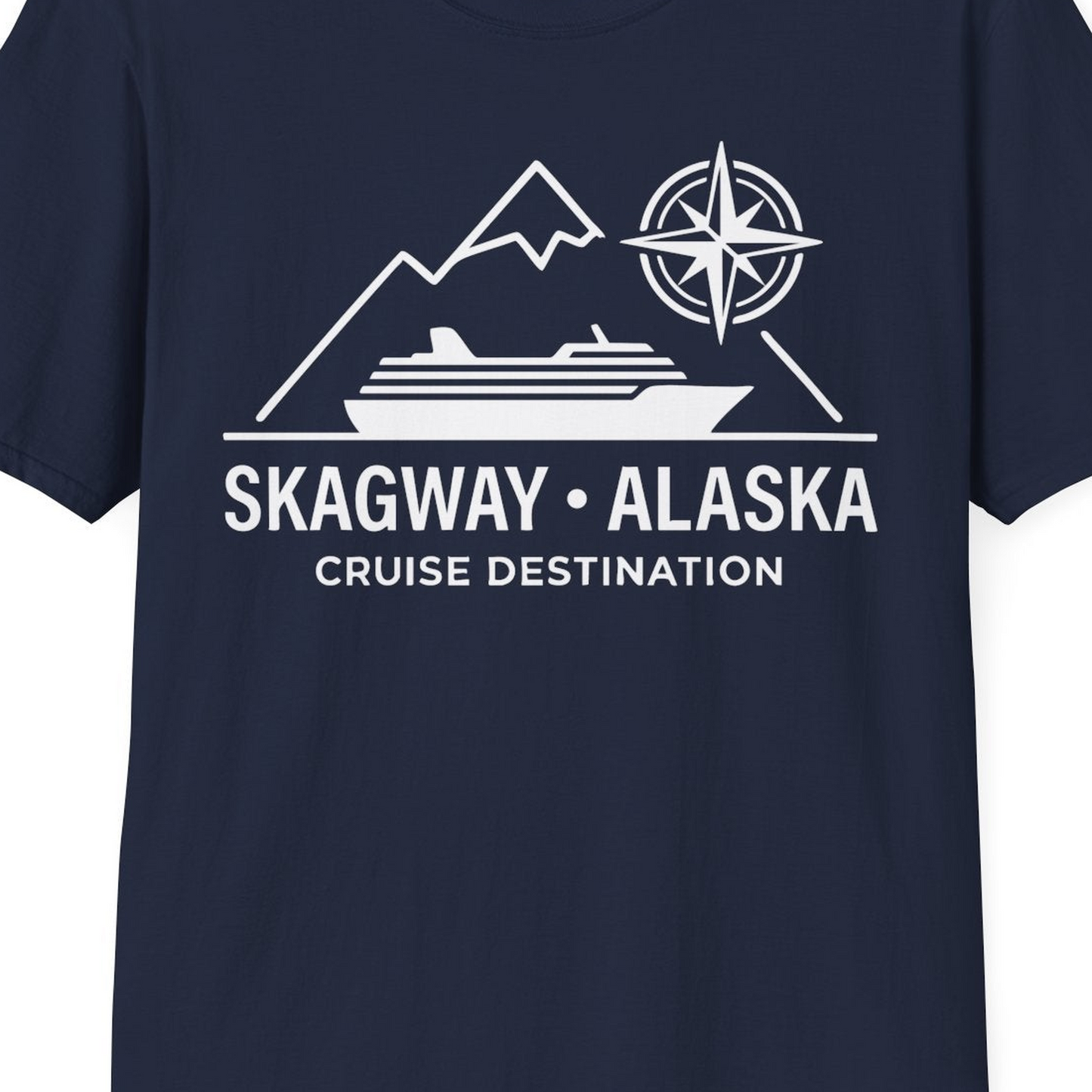 Skagway Alaska Cruise Shirt T-Shirt – Navy – Alaska Cruise Shirts Close Up