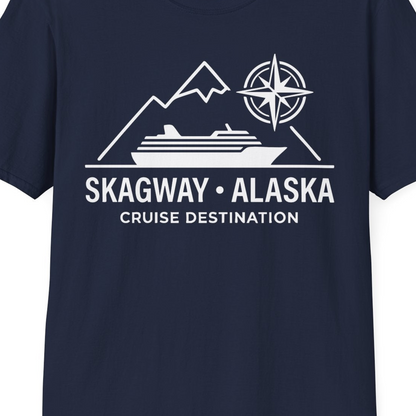 Skagway Alaska Cruise Shirt T-Shirt – Navy – Alaska Cruise Shirts Close Up