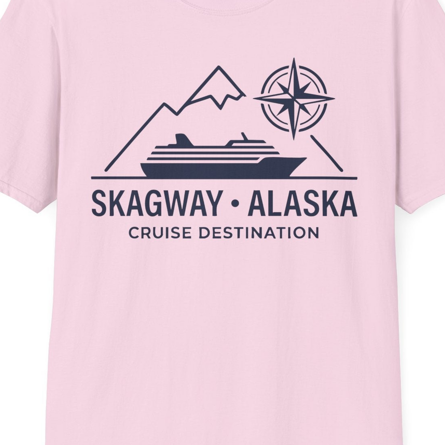 Skagway Alaska Cruise Shirt T-Shirt – Light Pink – Alaska Cruise Shirts Close Up