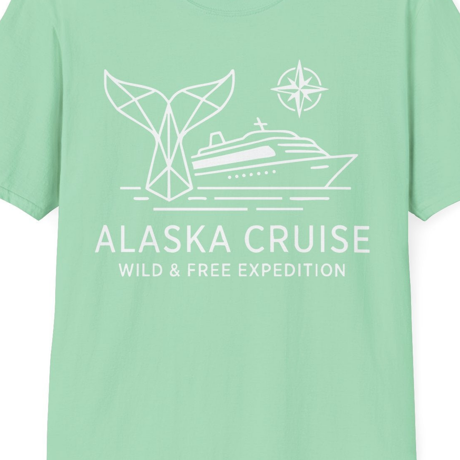 Alaska Cruise Shirt T-Shirt – Mint Green – Alaska Cruise Shirts Close Up