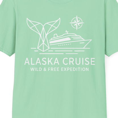 Alaska Cruise Shirt T-Shirt – Mint Green – Alaska Cruise Shirts Close Up