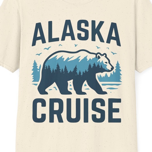Alaska Cruise Shirt Bear Silhouette Forest Wildlife Nature Tee — T-Shirt T-Shirt – Natural – Alaska Cruise Shirts Close Up