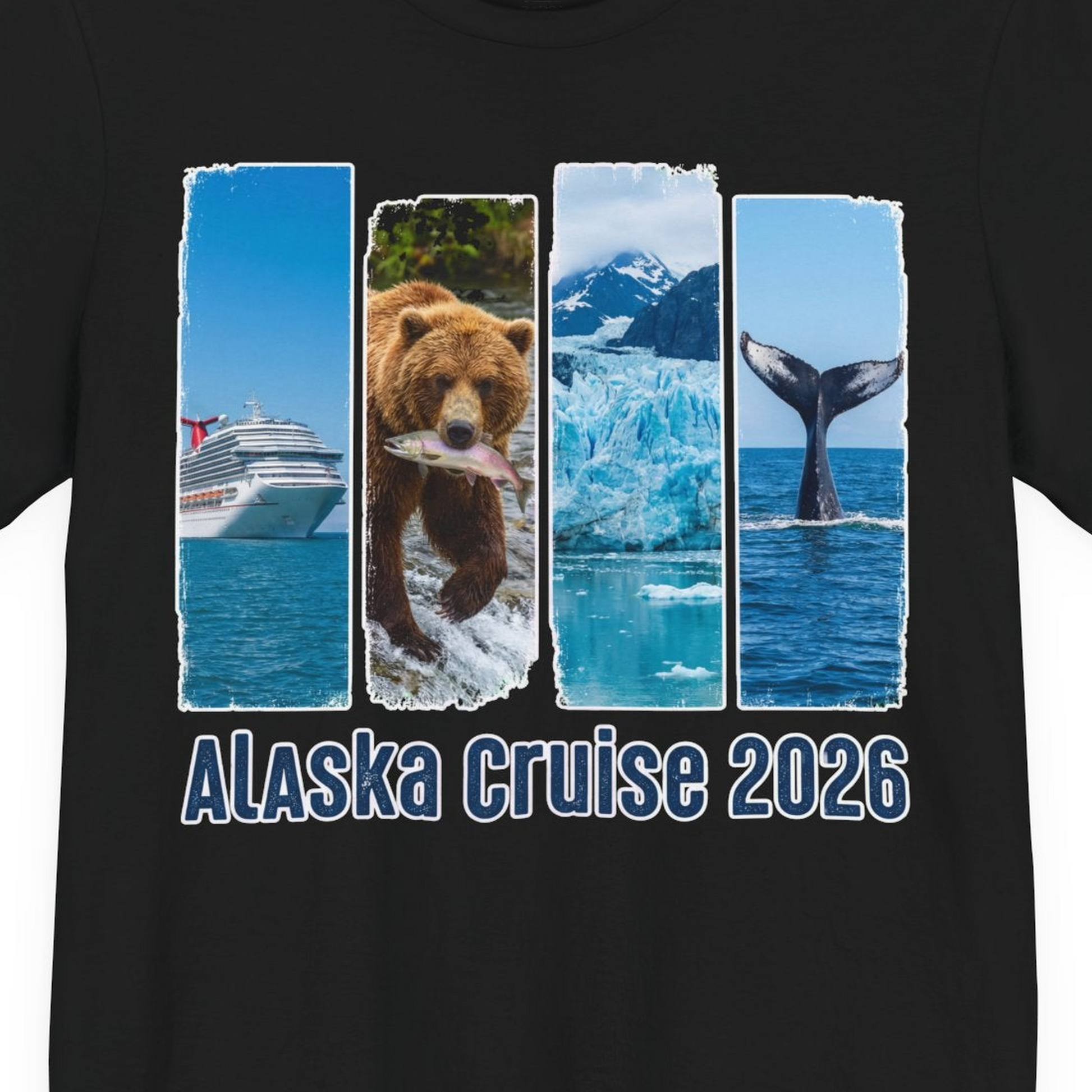 Alaska Cruise 2026 Wildlife Nature Adventure Vacation Shirt — Premium Tee T-Shirt – Black – Alaska Cruise Shirts Close Up