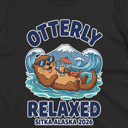 Otterly Relaxed Sitka Alaska 2026 Vacation Souvenir Shirt — Ladies Tee T-Shirt – Black – Alaska Cruise Shirts Close Up