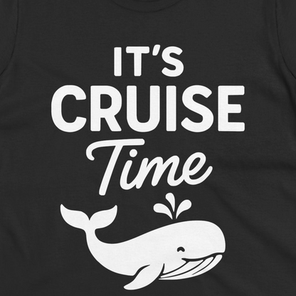 It's Cruise Time Whale Graphic Vacation Cruise Shirt — Ladies Tee T-Shirt – Black – Alaska Cruise Shirts Close Up