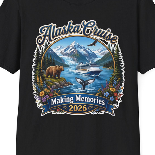 Alaska Cruise 2026 Making Memories Nature Travel Shirt — T-Shirt T-Shirt – Black – Alaska Cruise Shirts Close Up