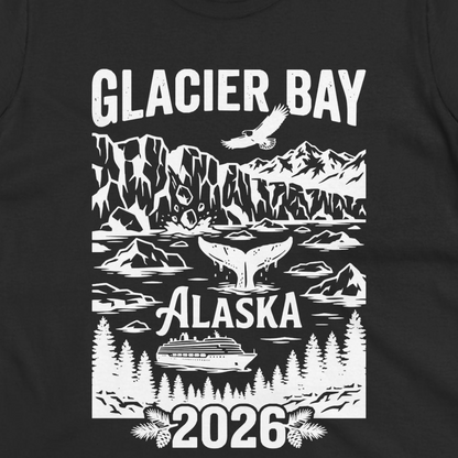 Glacier Bay Alaska 2026 Cruise Adventure Nature Scene Shirt — Ladies Tee T-Shirt – Black – Alaska Cruise Shirts Close Up