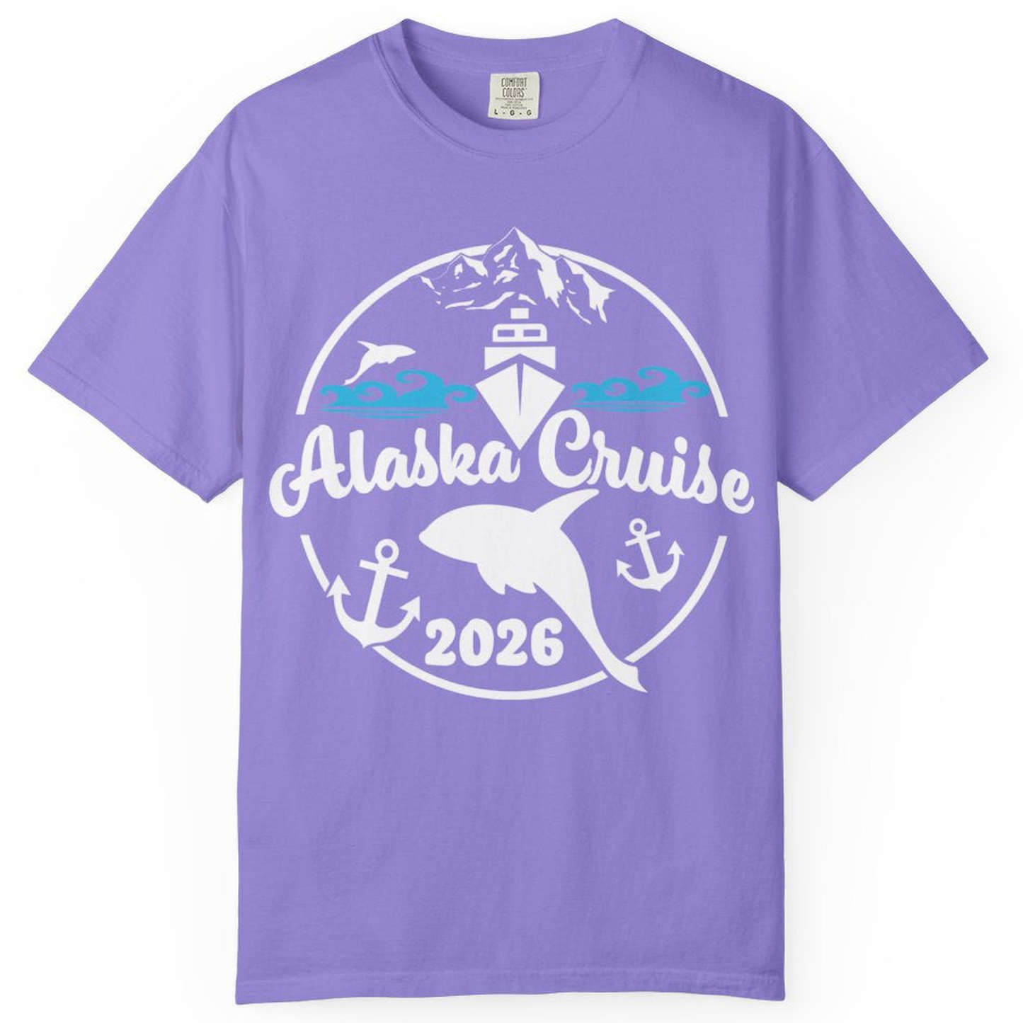 Alaska Cruise 2026 Shirt - Nautical Wildlife Adventure Graphic Tee – Violet – Alaska Cruise Shirts