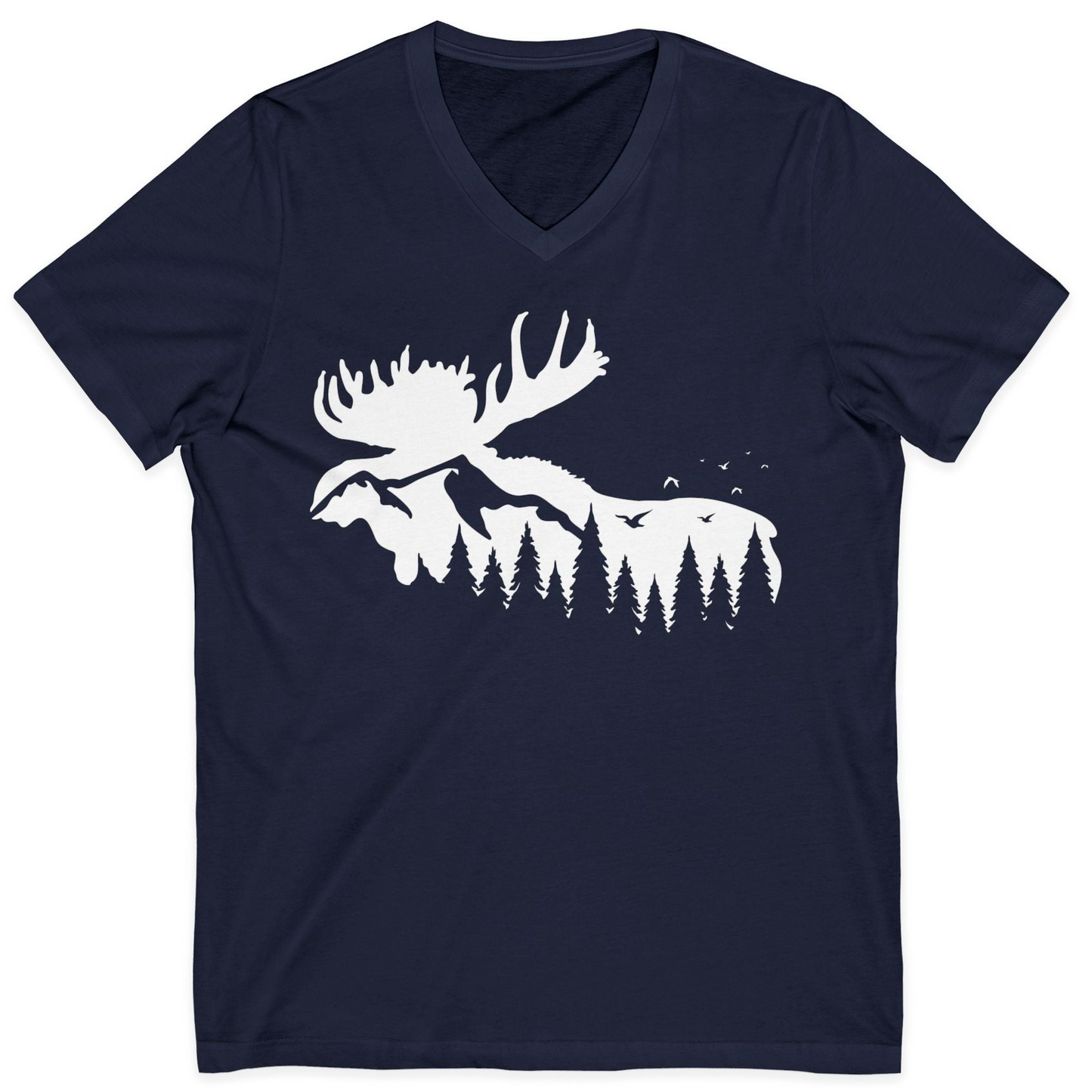 Moose Silhouette Forest Scene Shirt V-Neck Shirt – Alaska Cruise Shirts