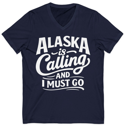 Alaska Is Calling Adventure Typography Shirt V-Neck Shirt – Alaska Cruise Shirts