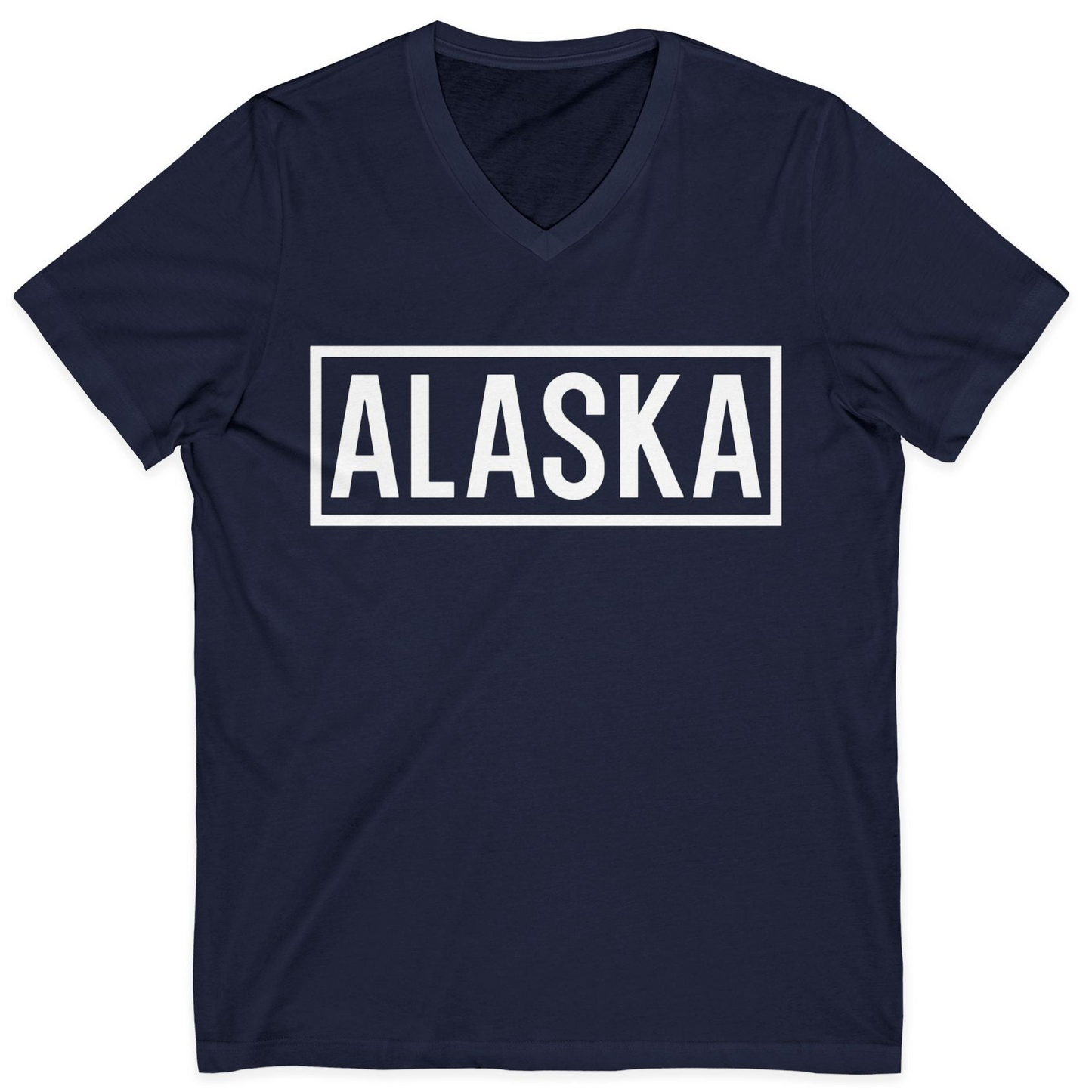 Alaska Bold Text Minimalist Monochrome Graphic Shirt for Travelers — V-Neck V-Neck Shirt – Alaska Cruise Shirts