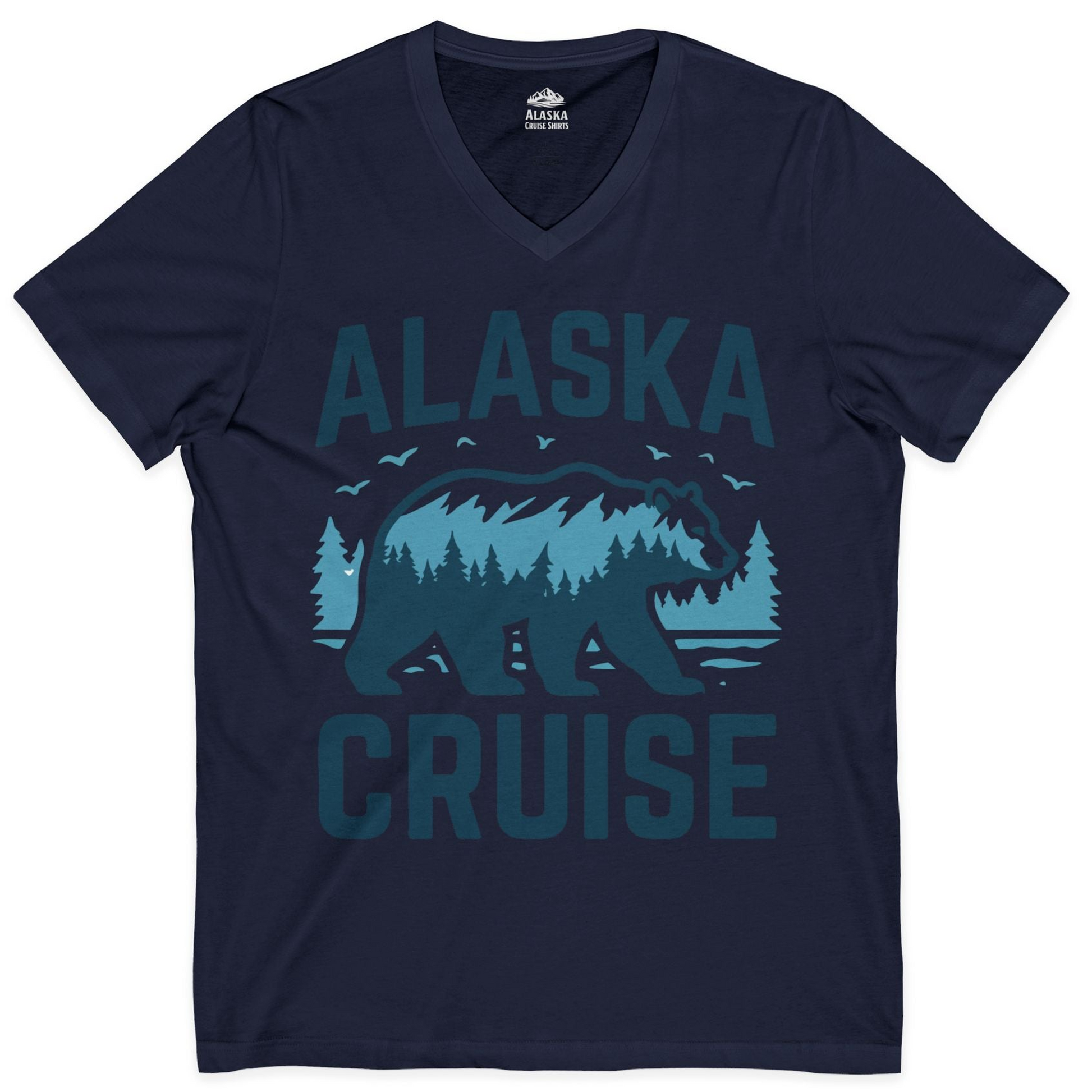 Alaska Cruise Shirt Bear Silhouette Forest Wildlife Nature Tee — V-Neck V-Neck Shirt – Alaska Cruise Shirts