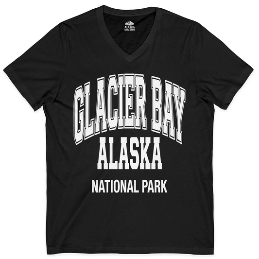Glacier Bay Alaska National Park Classic Souvenir T-Shirt — V-Neck V-Neck Shirt – Alaska Cruise Shirts
