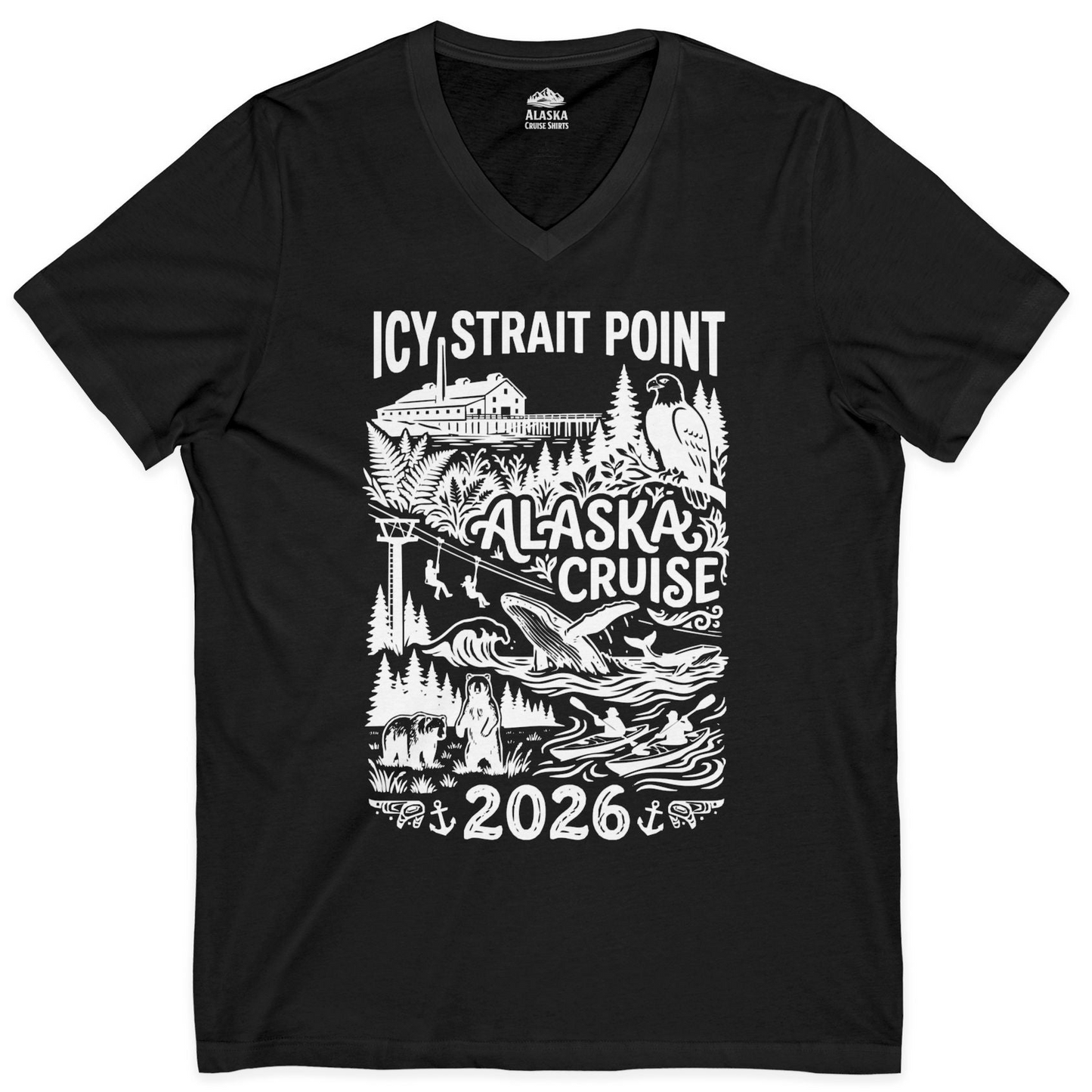 Icy Strait Point Alaska Cruise 2026 Wildlife Adventure Shirt — V-Neck V-Neck Shirt – Alaska Cruise Shirts