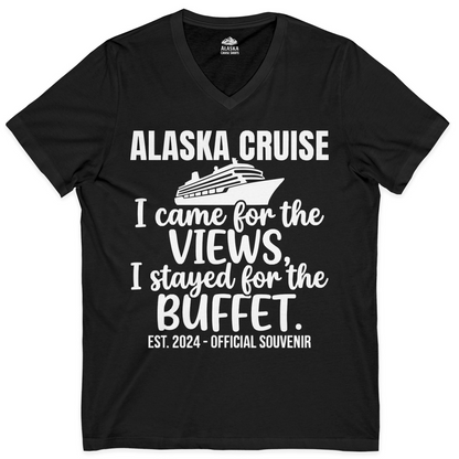 Alaska Cruise Views and Buffet Funny Official Souvenir Shirt — V-Neck V-Neck Shirt – Alaska Cruise Shirts