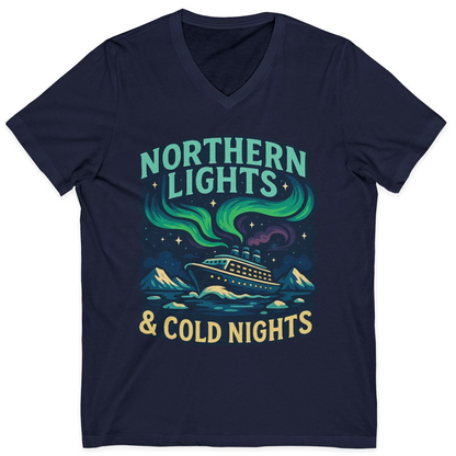 Northern Lights Alaska Cruise Ship Night Adventure Travel Shirt — V-Neck V-Neck Shirt – Alaska Cruise Shirts