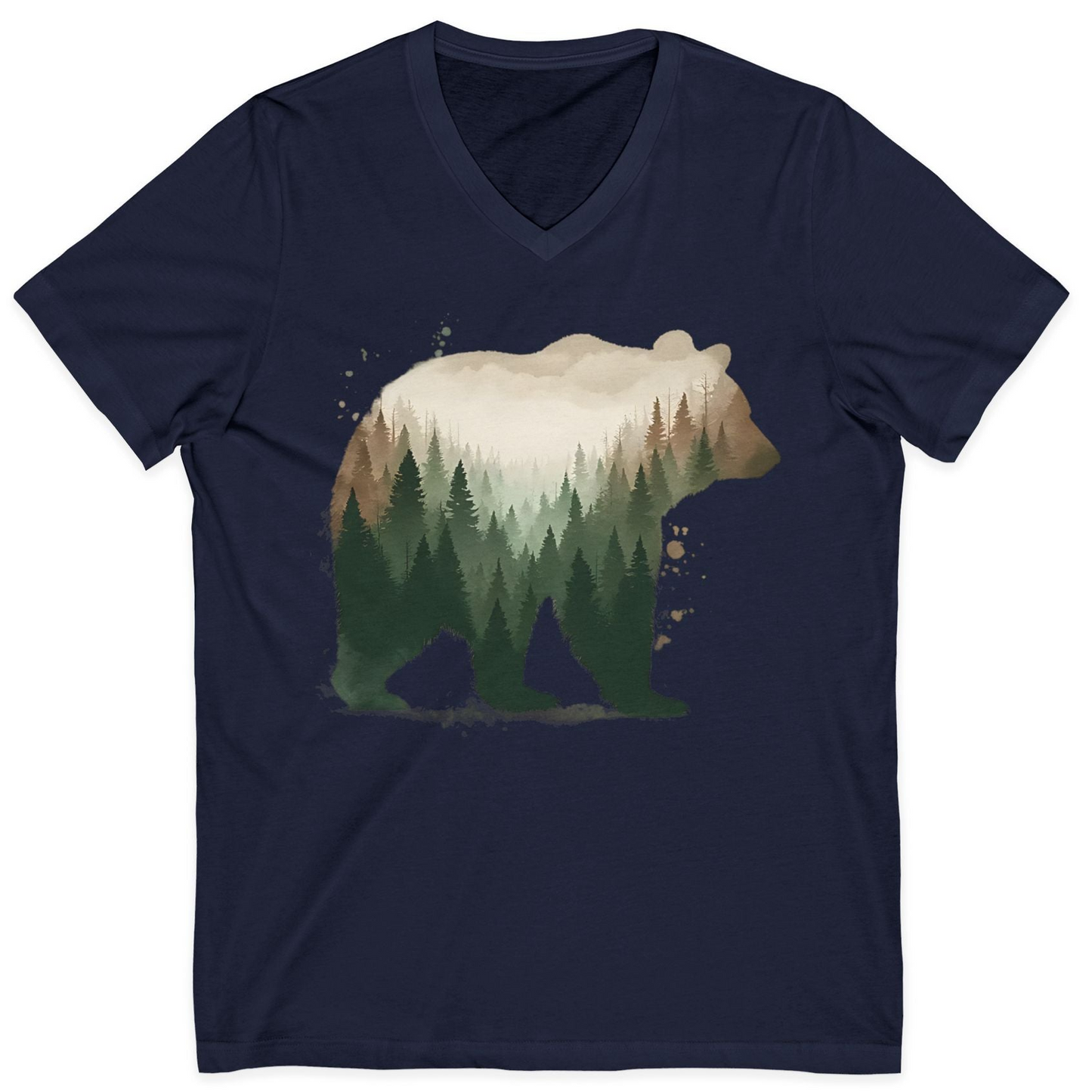 Double Exposure Bear Forest Shirt V-Neck Shirt – Alaska Cruise Shirts